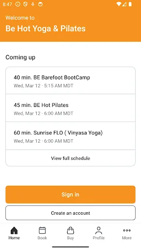 Be Hot Yoga ডাউনলোড করুন – ফিটনেস ক্লাস বুকিং অ্যাপ - Screenshot 2